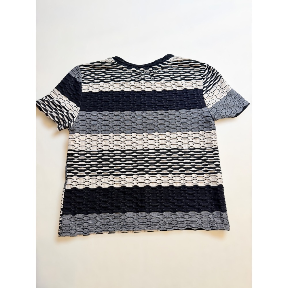 Zara‎ Basic Women Black Grey Striped Textured Popcorn Knit Short Sleeve Top S - Picture 5 of 5
